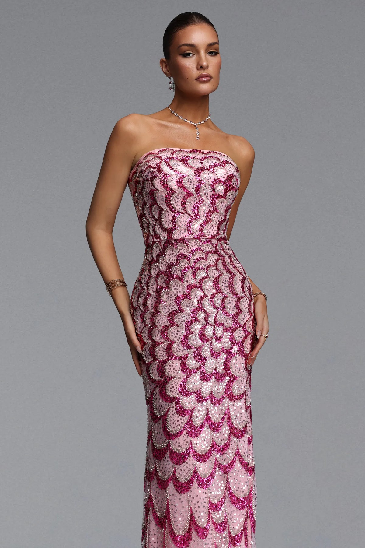 Strapless Sequin Maxi Dress
