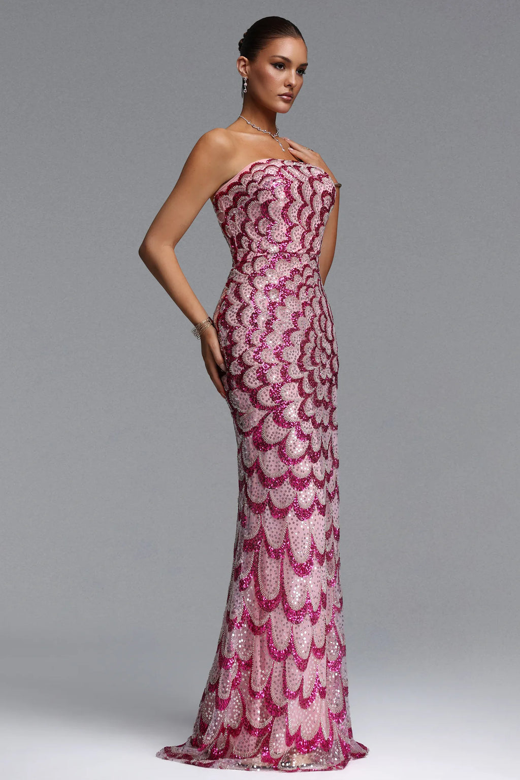 Strapless Sequin Maxi Dress