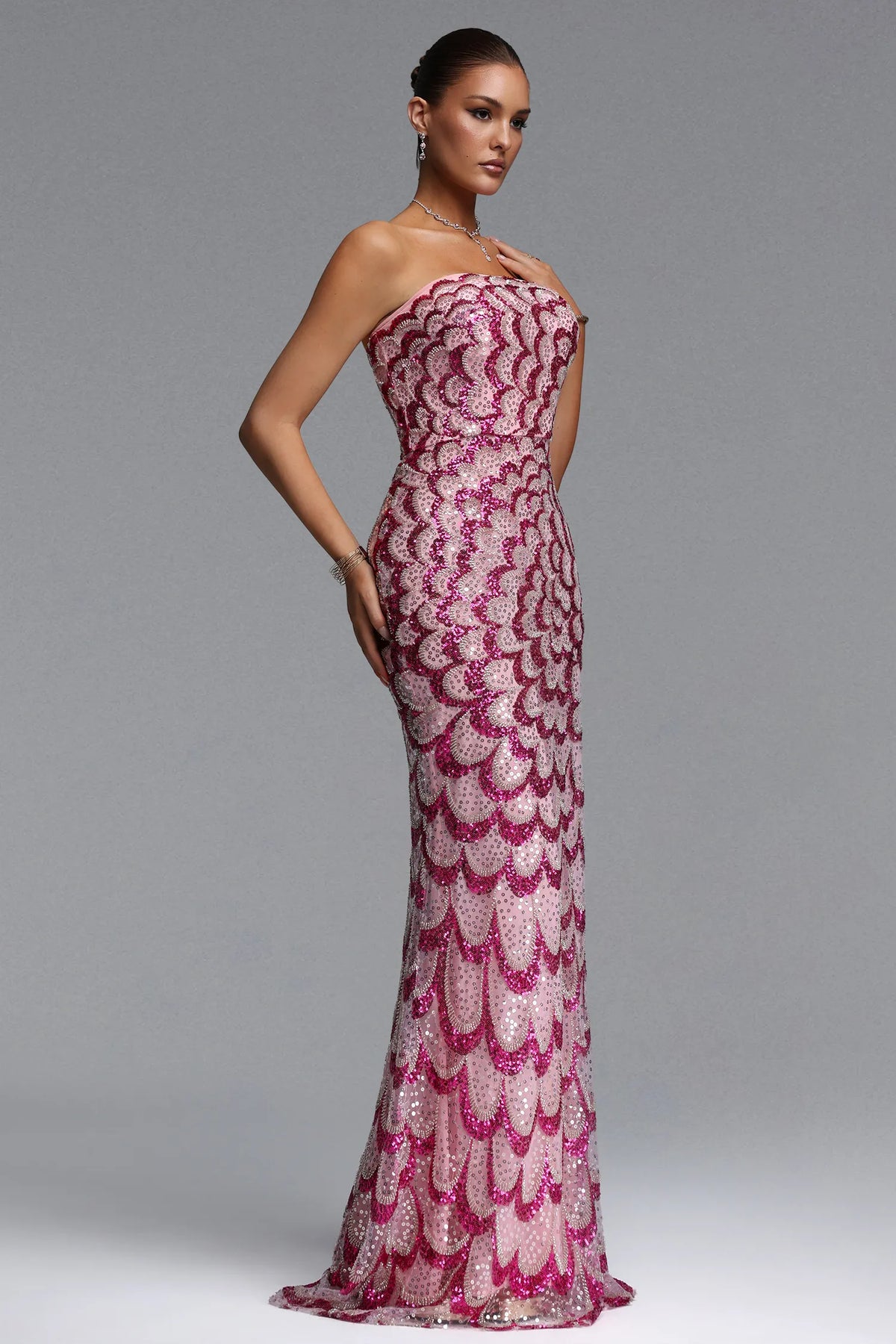 Strapless Sequin Maxi Dress