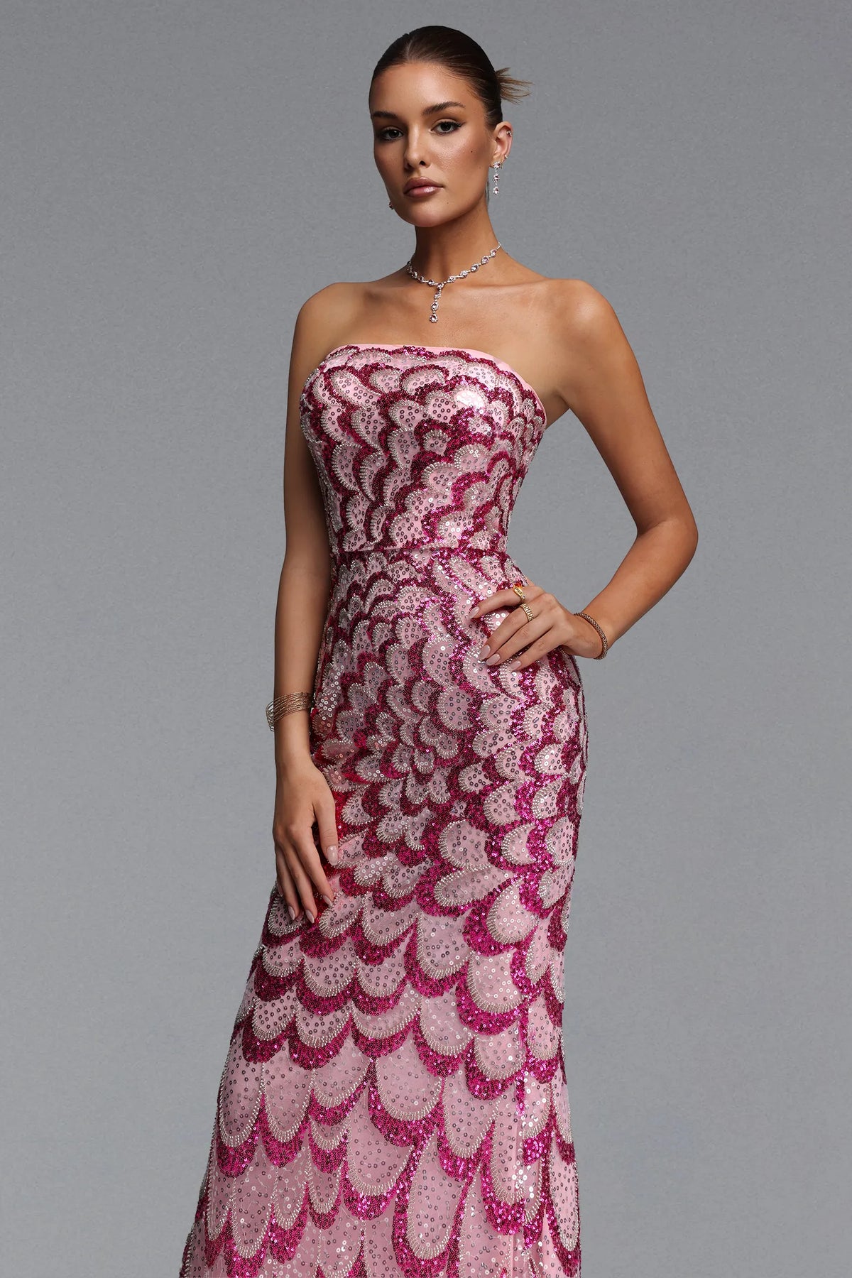 Strapless Sequin Maxi Dress