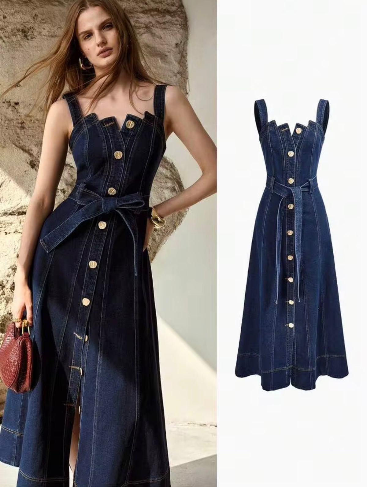 Belted Denim Dress