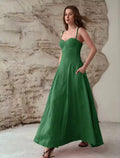 Premium Linen Tie Shoulder Dress
