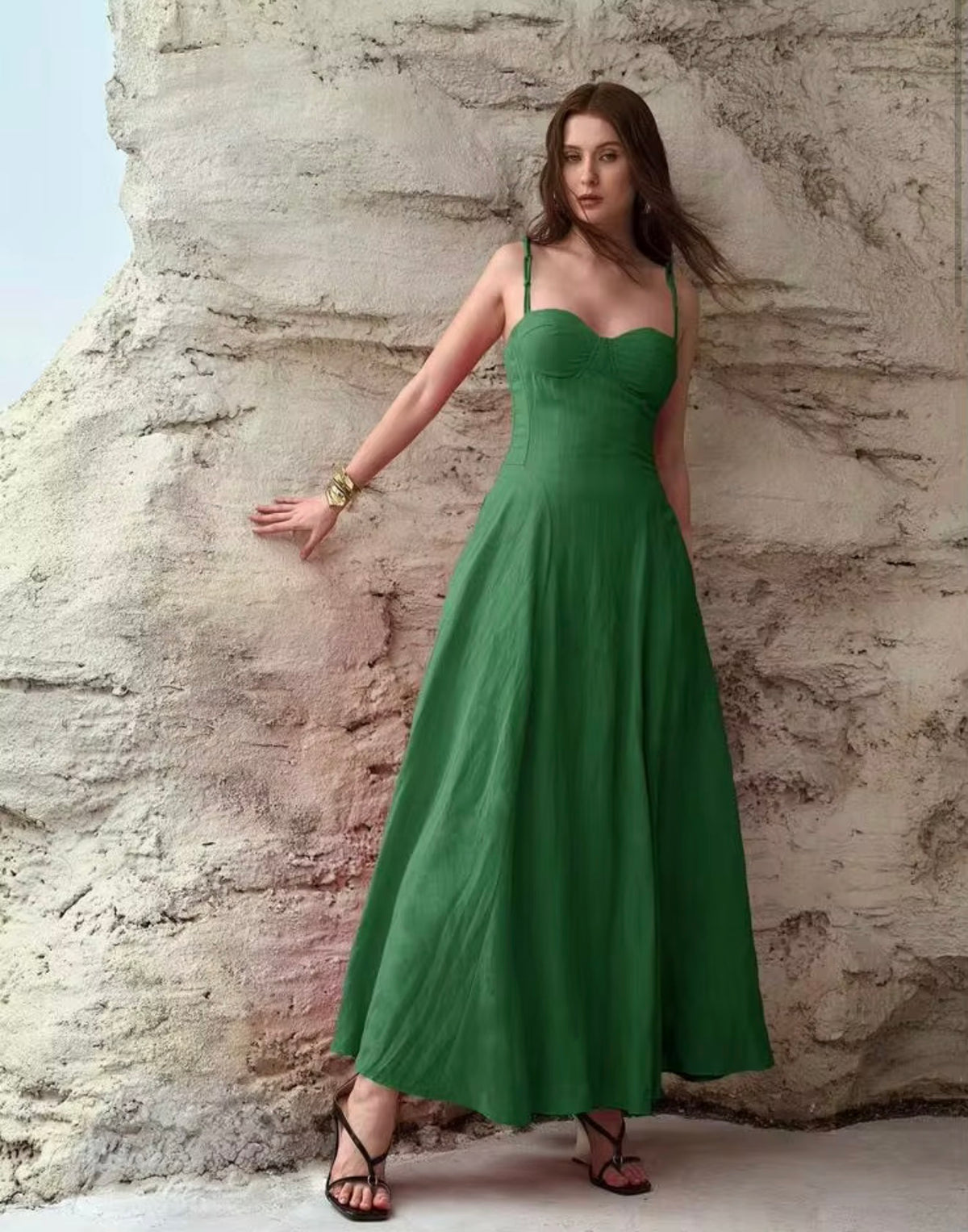 Premium Linen Tie Shoulder Dress