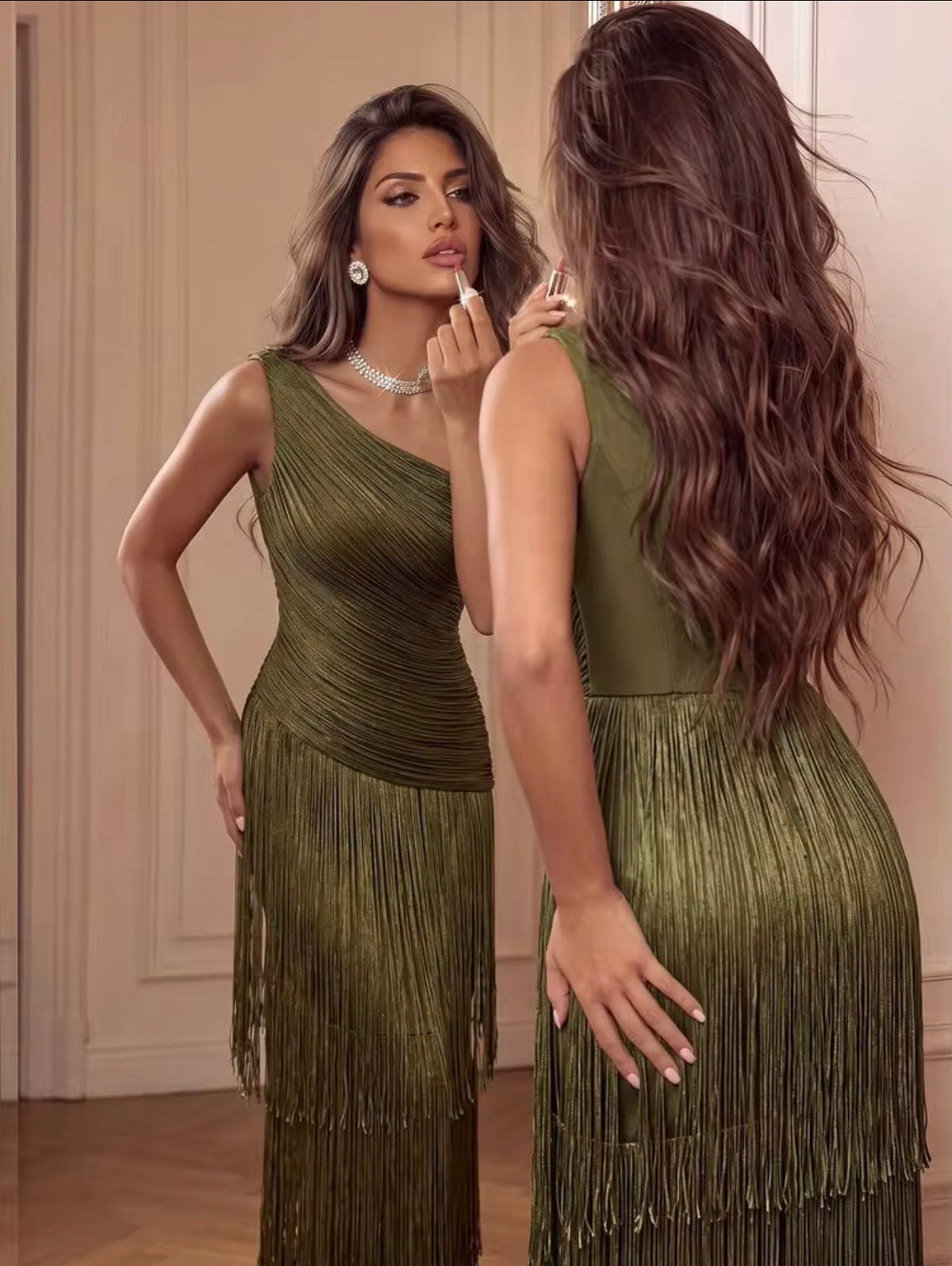 Olive Green Tassel Dress
