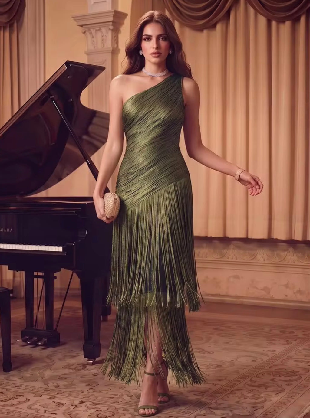 Olive Green Tassel Dress