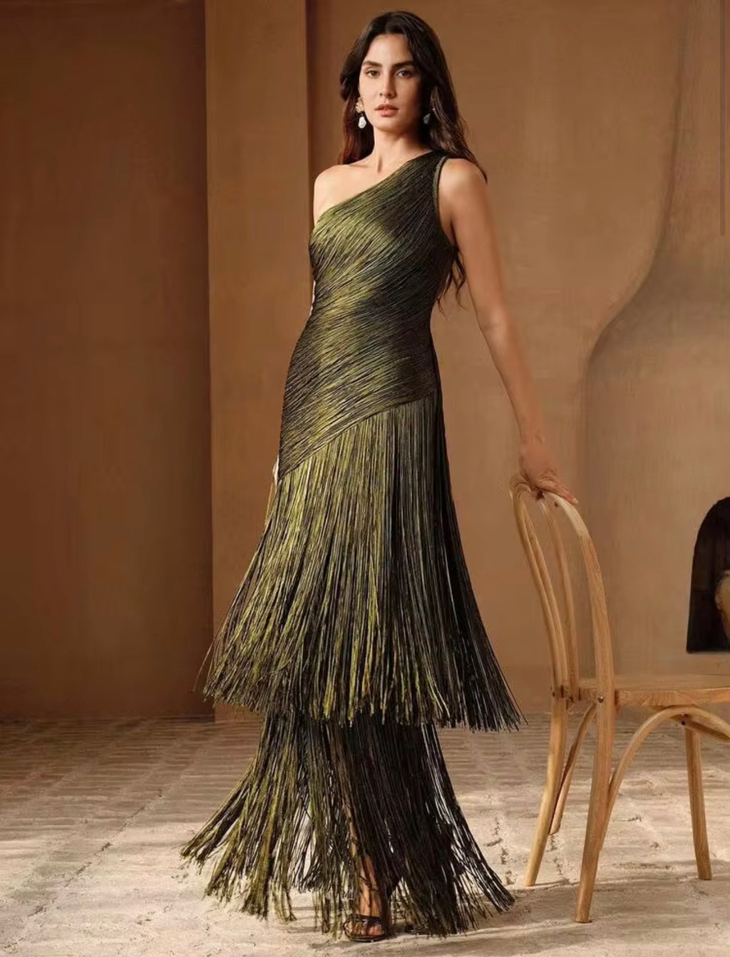 Olive Green Tassel Dress