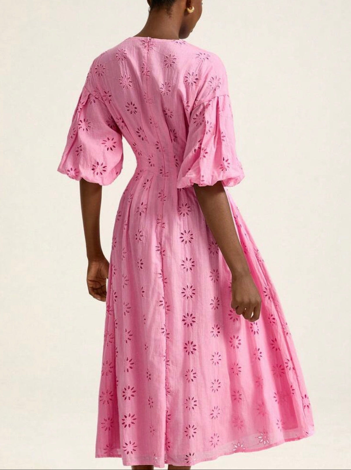 Cinched Waist Embroidered Dress