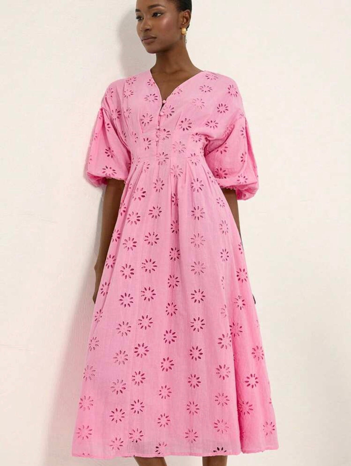 Cinched Waist Embroidered Dress