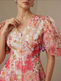 Puff Sleeve V-neck Dress