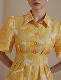 Puff Sleeves Pleated Dress