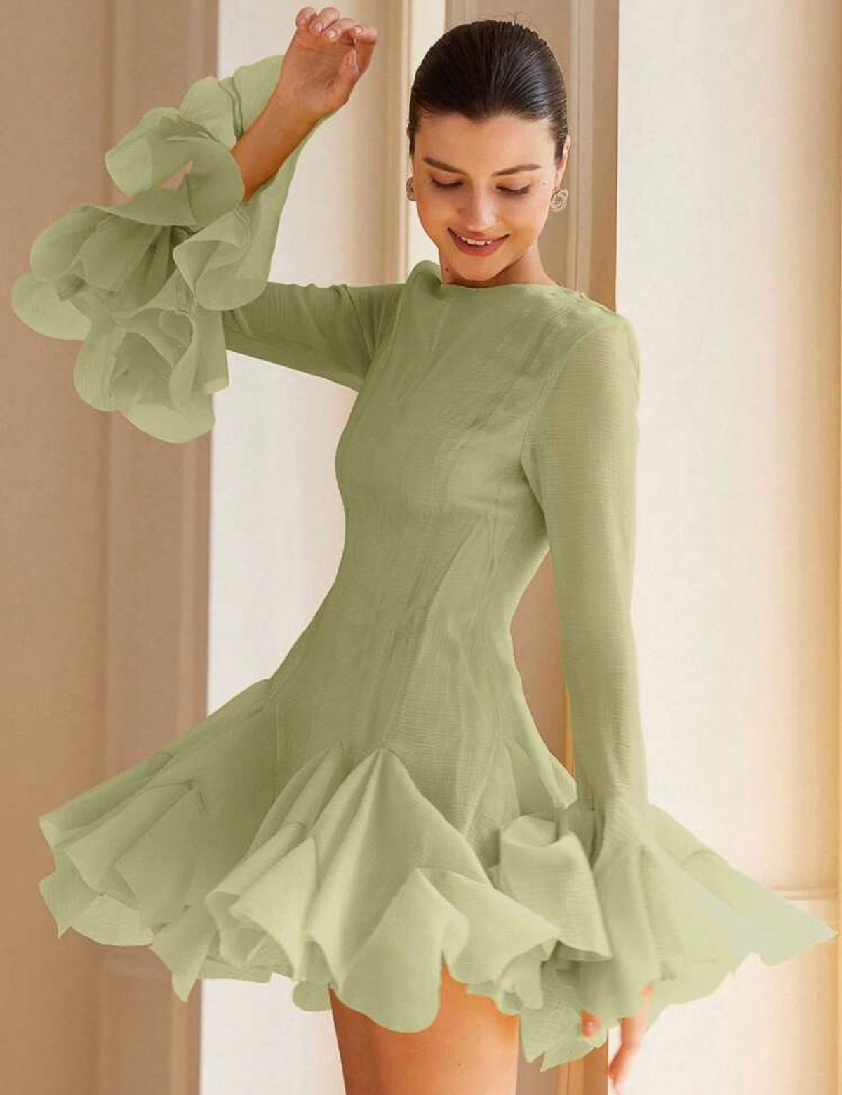 Green Flounced Dress