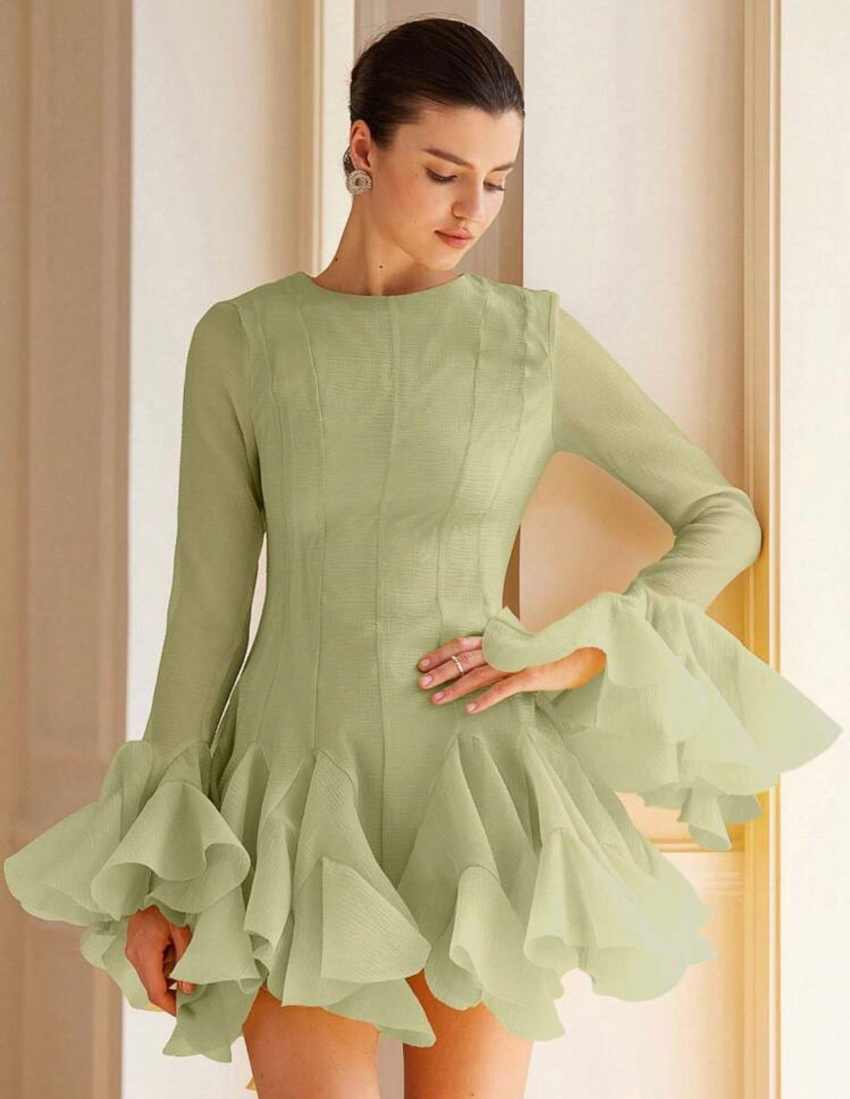 Green Flounced Dress