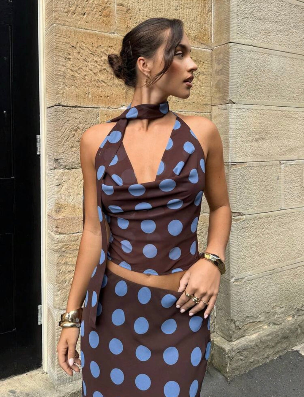 Polka Dot Brown Set
