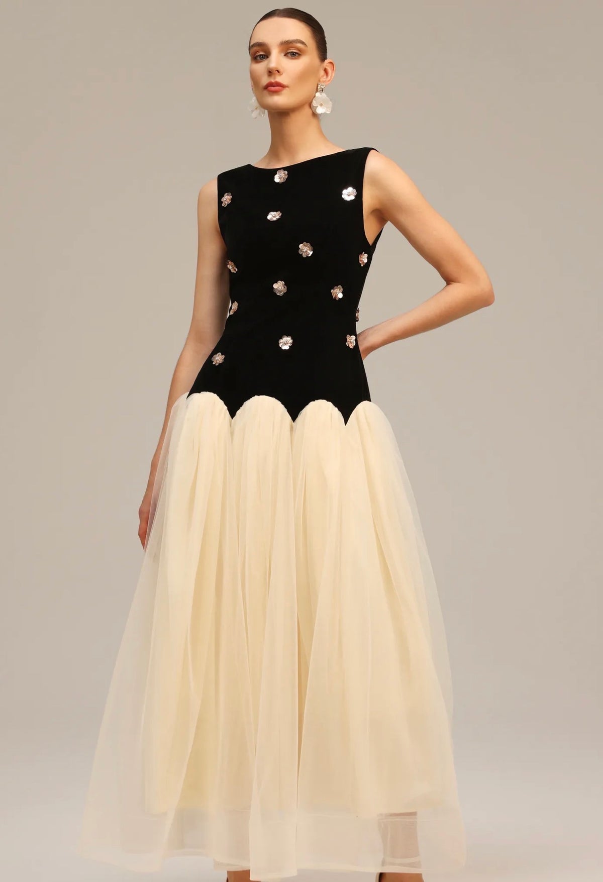 Retro Sequin Flowers Dress