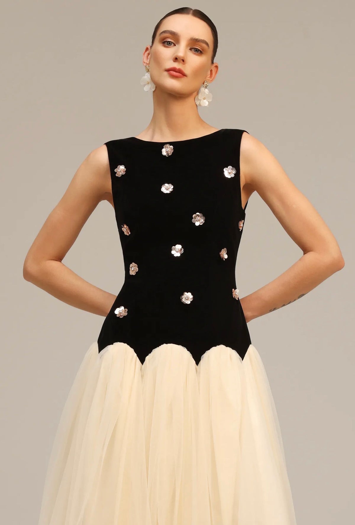 Retro Sequin Flowers Dress