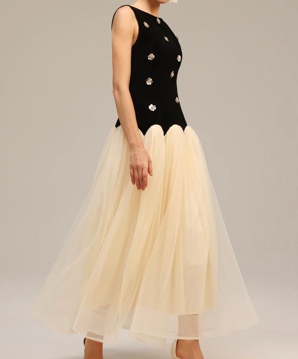 Retro Sequin Flowers Dress