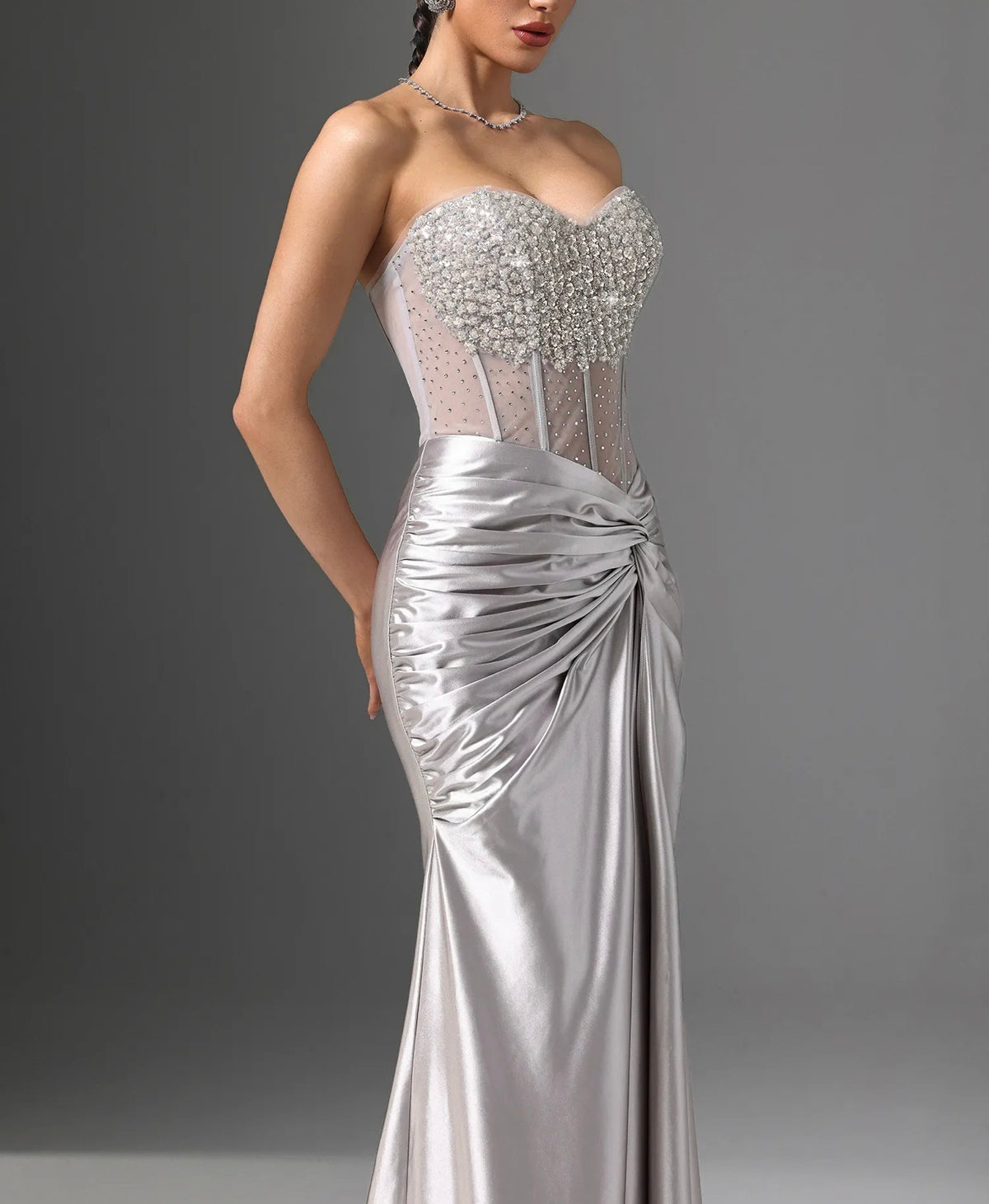 High Slit Sequin Dress