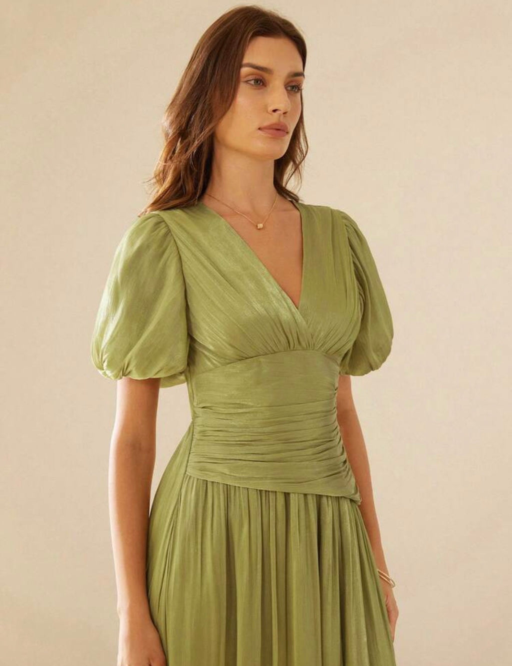 Shiny Flared Short Sleeve Dress