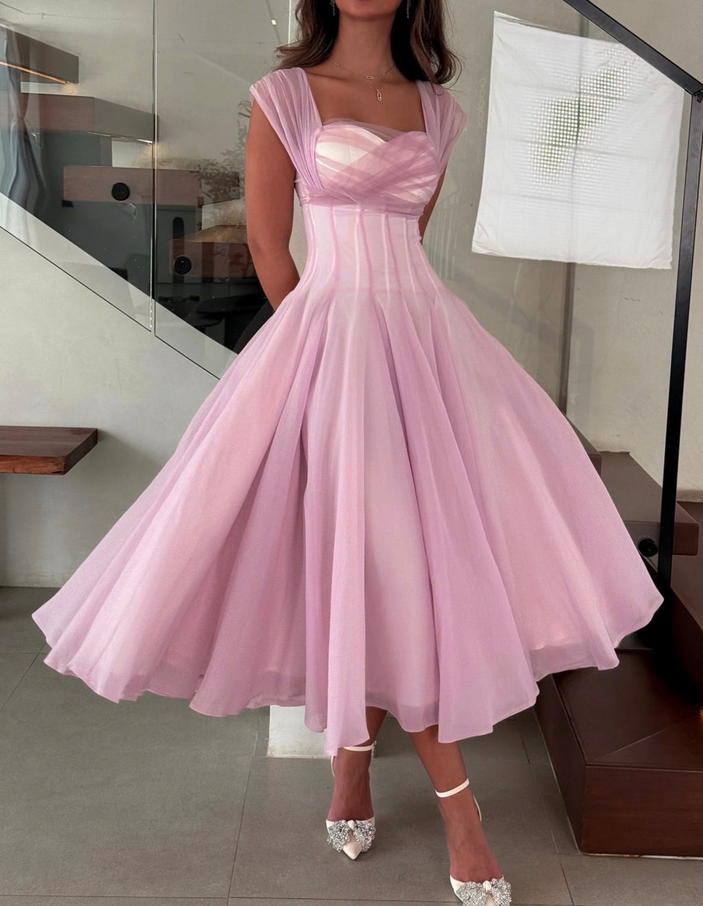 Flowy Pink Corset Dress