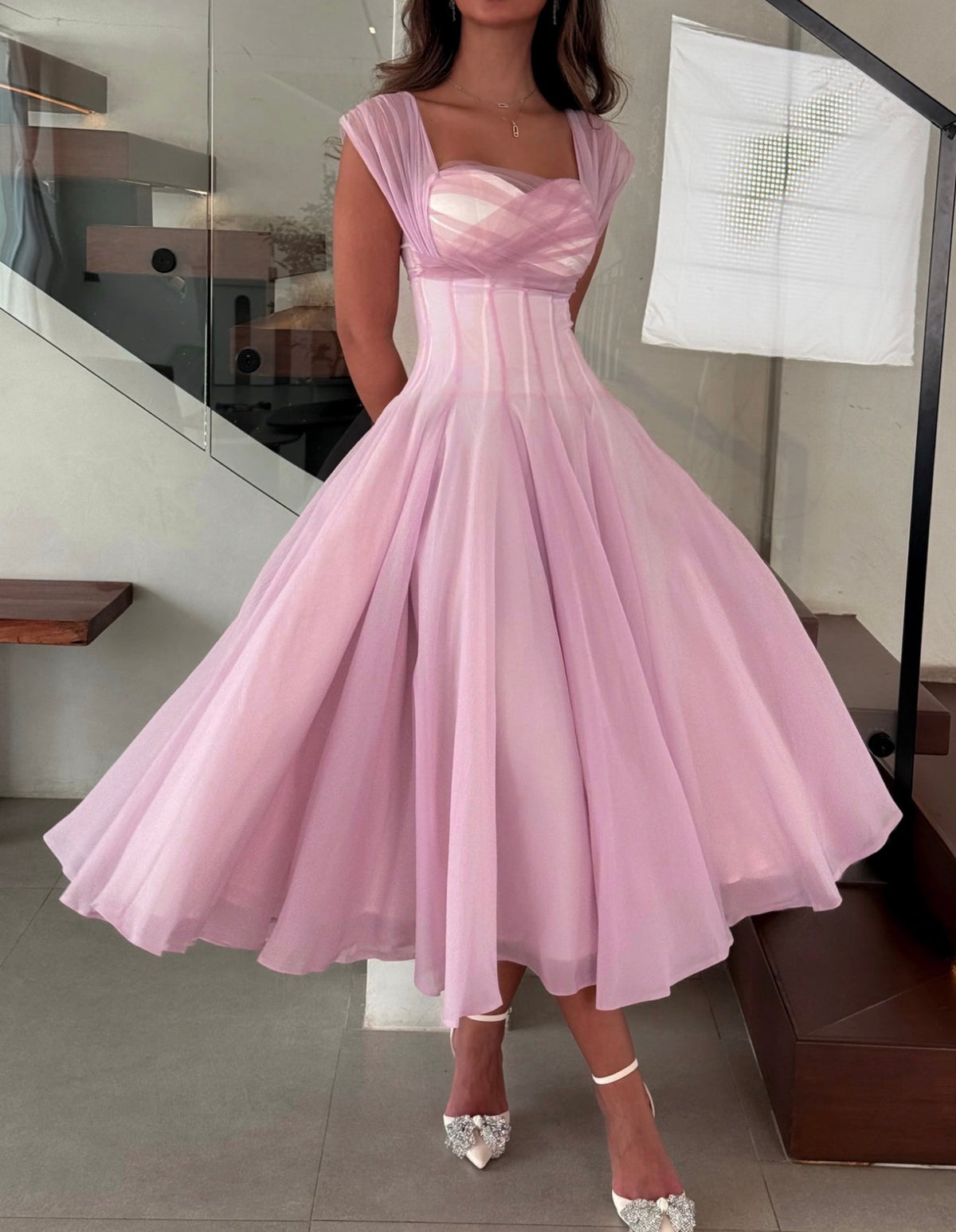 Flowy Pink Corset Dress
