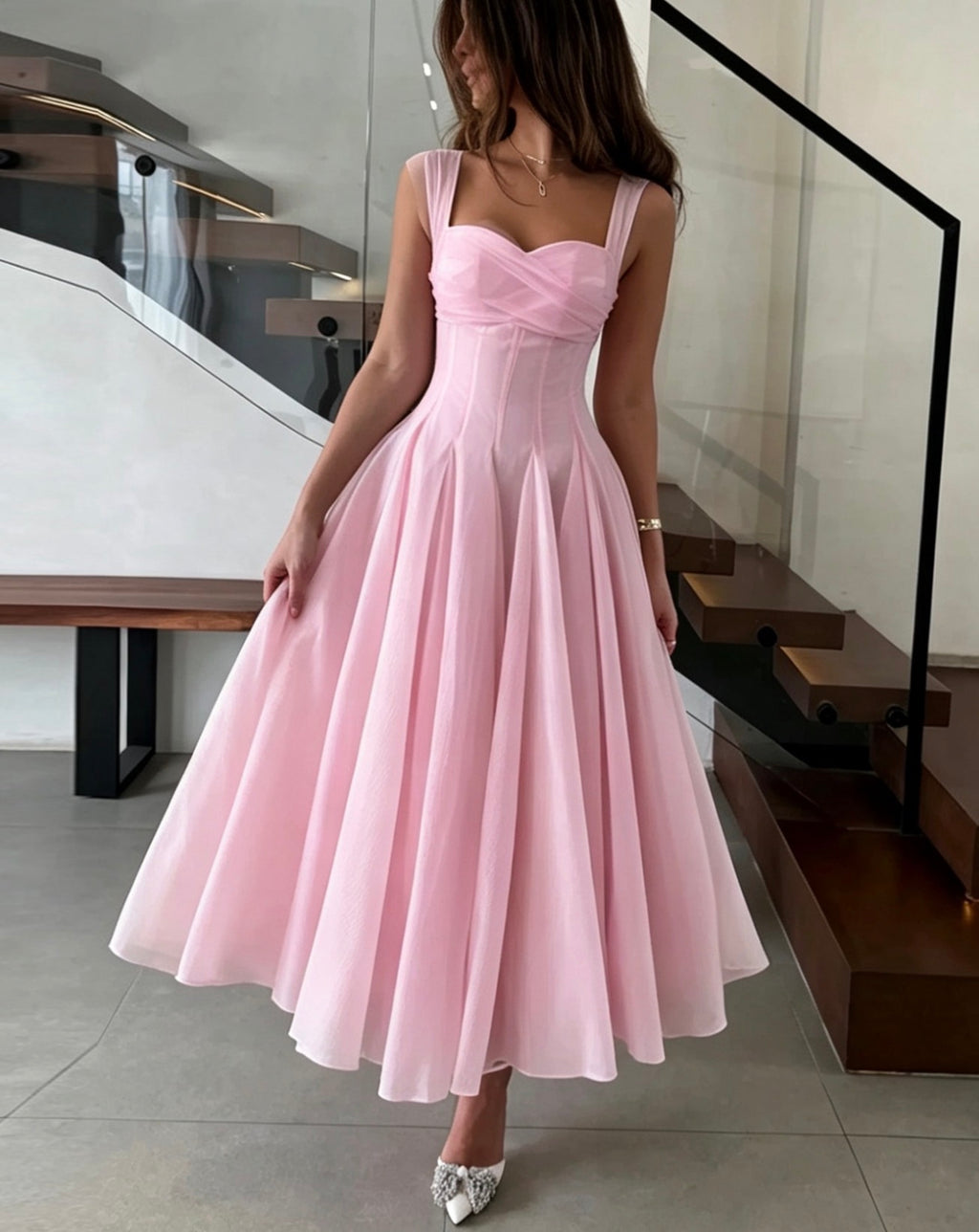 Flowy Pink Corset Dress