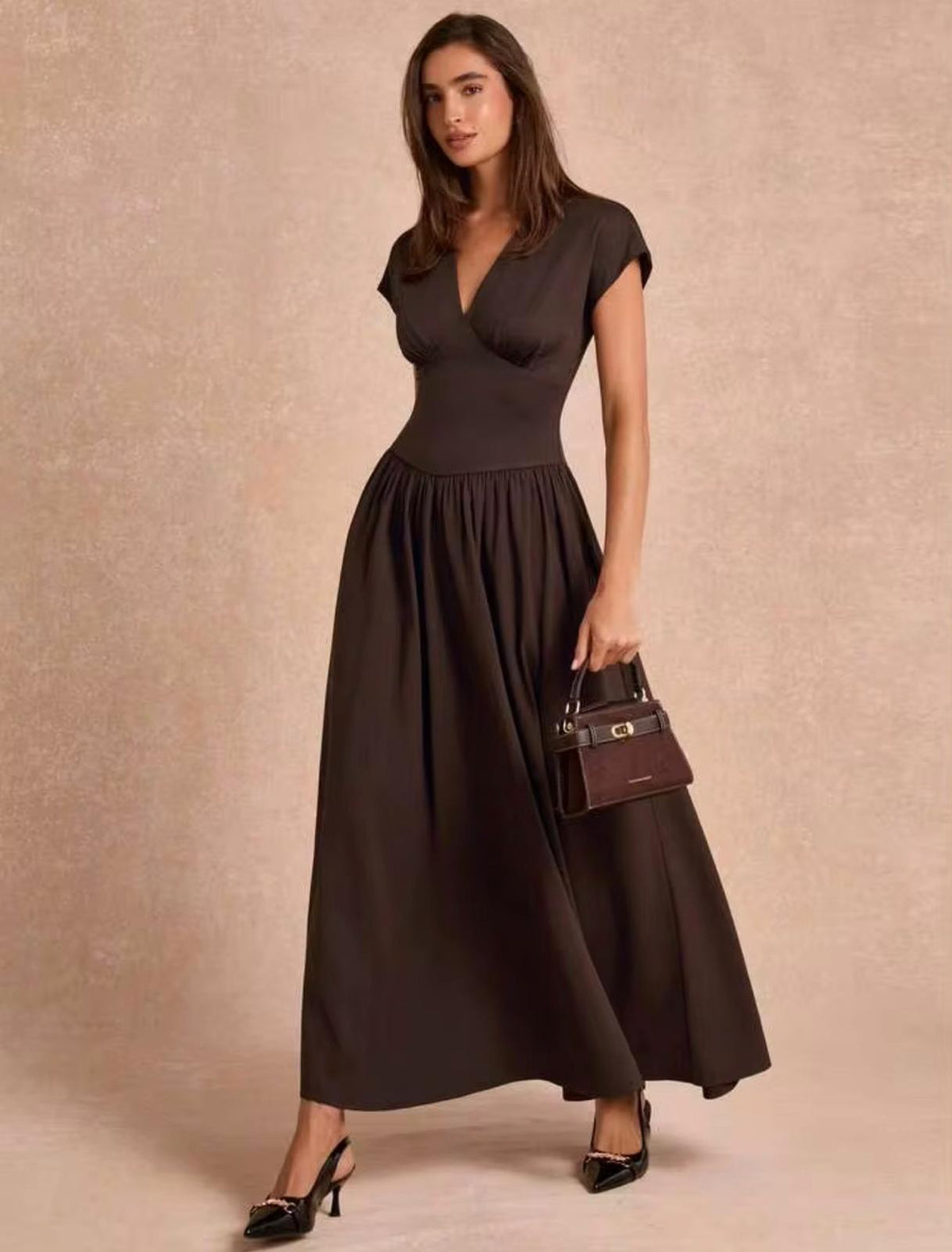 Dark Brown Minimalist Dress