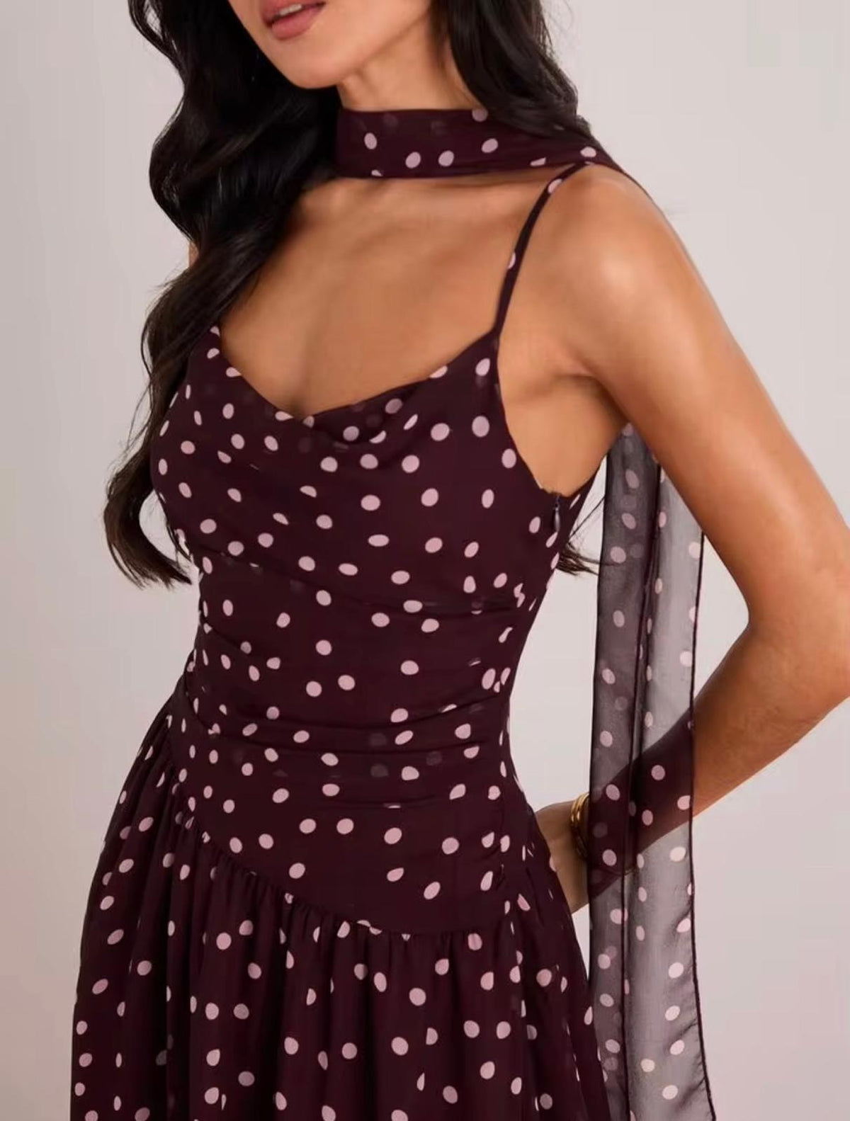 Polka Dots Pink-Brown Dress