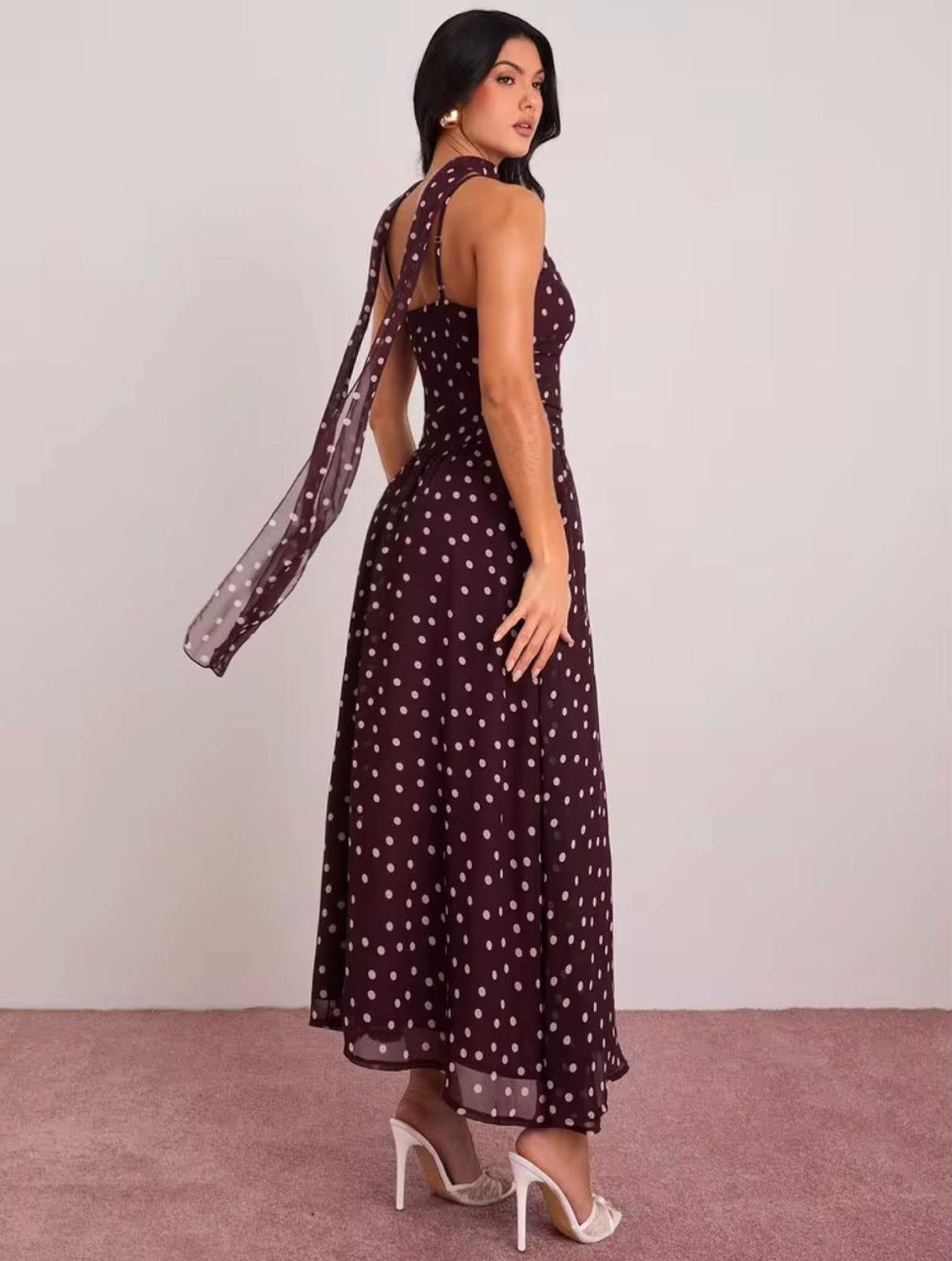 Polka Dots Pink-Brown Dress