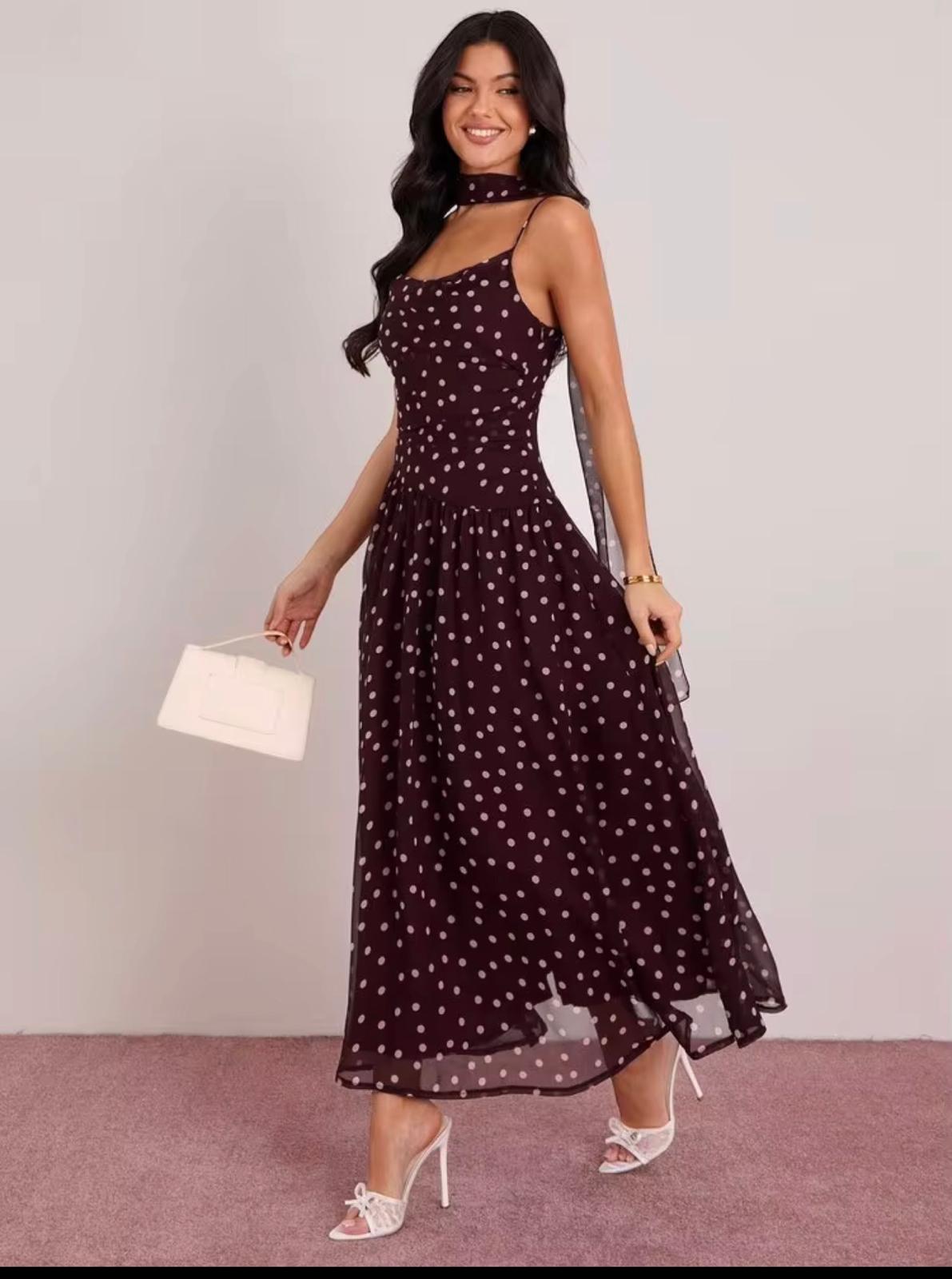 Polka Dots Pink-Brown Dress